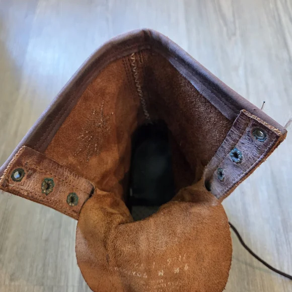 Cool Brown Leather Stylish Women's Boots Size 9 1/2 Distressed Cowboy Fringe - Picture 9 of 12